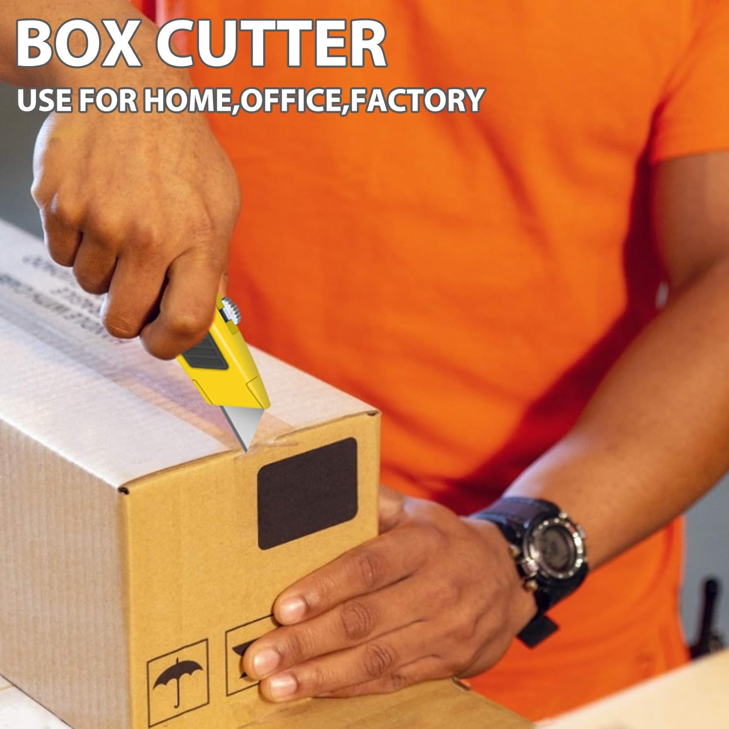 4-PACK Box Cutter Colorful Utility Knife Heavy Duty Aluminum Shell Box Cutters Retractable for Cartons, Cardboard, Boxes - - 