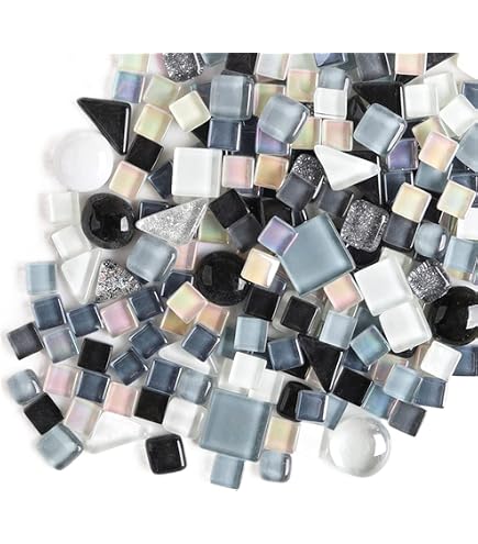 Mosaic Tiles – 200g Shine Crystal Glass Pieces, Assorted Square & Triangle Shapes, Peacock Green – Perfect For DIY Crafts & Home Decor