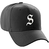Daxton Structured Baseball Hat Cap Curved Visor White Old English Font Alphabet A to Z