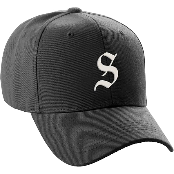 Classic Baseball Hat Custom A to Z Initial Team Letter, Black Cap