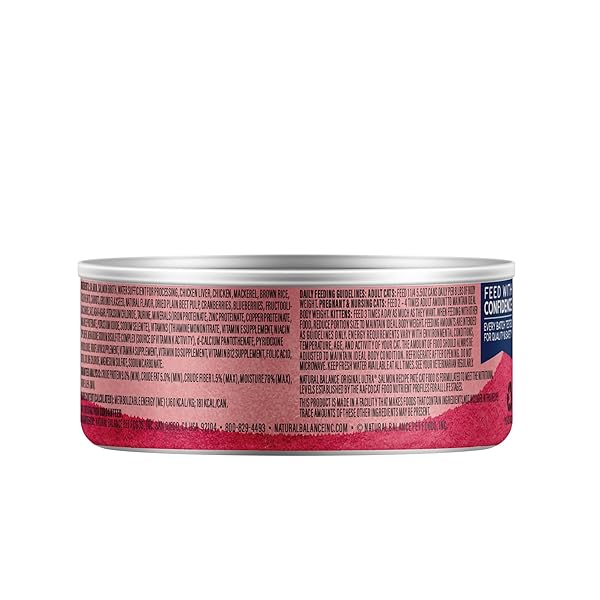 NATURAL BALANCE ORIGINAL ULTRA ADULT WET CANNED CAT FOOD, SALMON RECIPE, 5.5 OUNCE