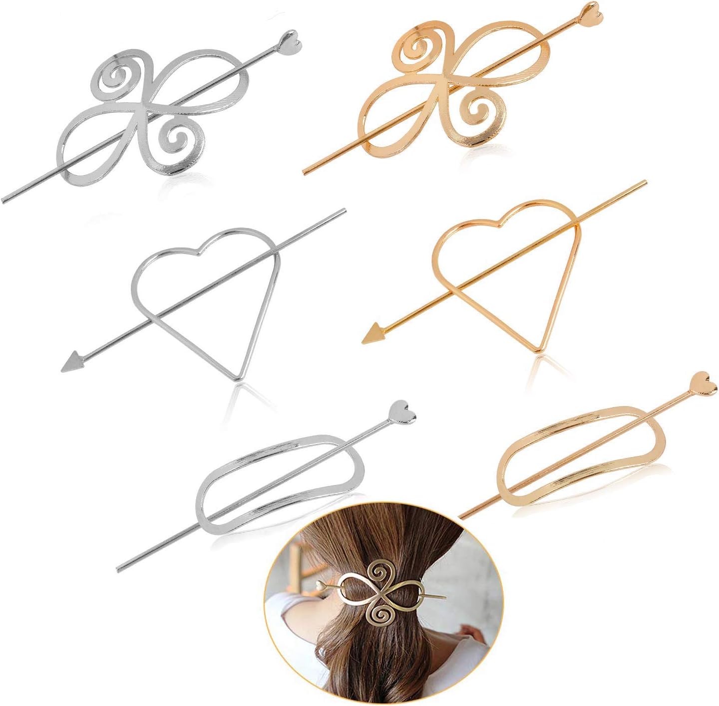 Hair Pins for Women, Fascigirl 6PCS Assorted Hair Barrettes Creative Alloy Geometric Dainty Hair Accessories Hair Clips for Women Girls