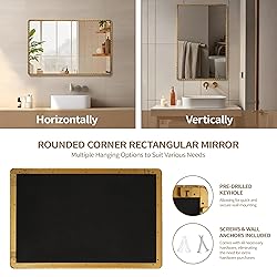 CAVINHOME Rectangle Bathroom Mirror with Rounded