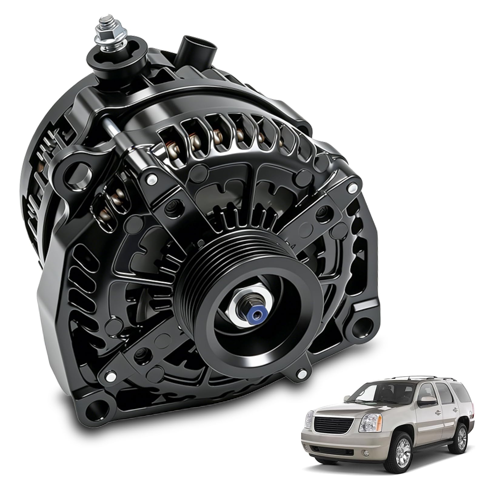 Photo 1 of 15093928 300 AMP 14V High Output Alternator With Pulley Fit for Chevy Silverado 1500 2500HD 3500HD, Avalanche Suburban Tahoe, GMC Sierra Yukon XL, Cadillac Escalade Hummer H2 2007-2014#15093929