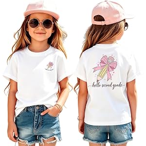 Girls First Day of School Shirt Hello 1st 2nd 3rd 4th Grade T-Shirt Cute Pencil Bow Tee Kids Back to School Outfit Top