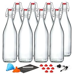 8 Pack [1 L / 33 fl. oz.] Swing Top Glass Bottles