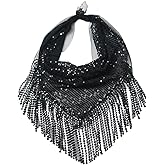 SLITHICE Rhinestone Bandanas for Women Sequin Bandana Mesh Fringe Bandana