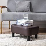IBUYKE 16.54 Inch PU Leather Ottoman Footrest with Pine Wood Legs Brown view 3