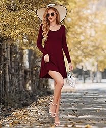 DEARCASE Women's T-Shirt Dress Wine Red X-Large