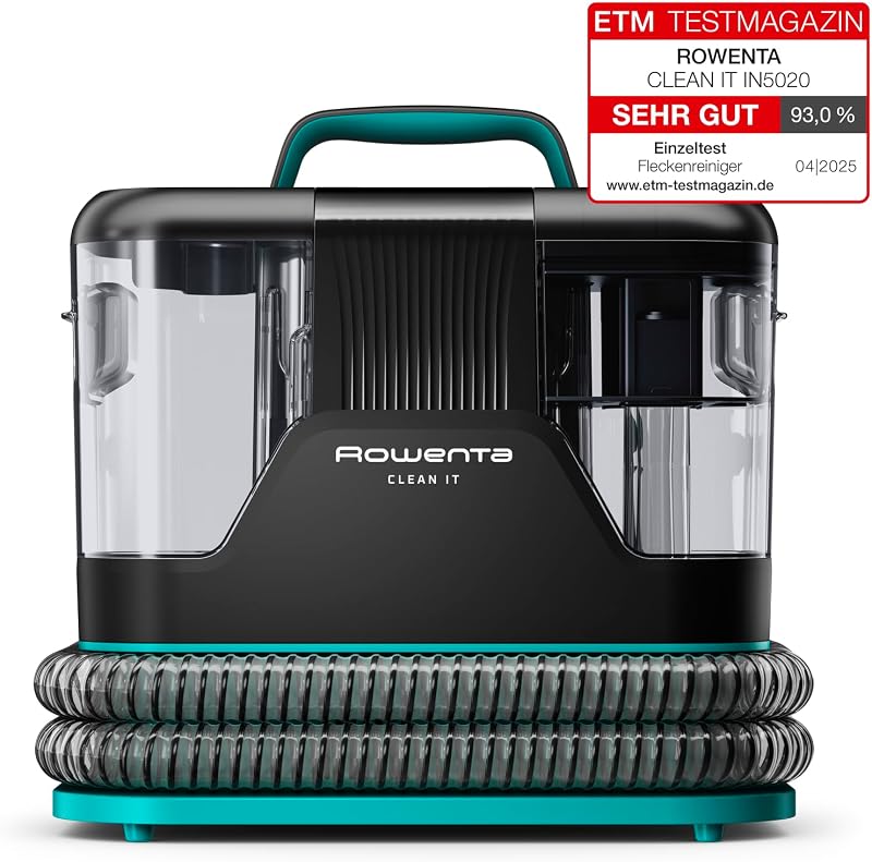 Clean It Fleckenreiniger, tragbarer Teppichreiniger, schnelle und einfache Reinigung, abnehmbarer 2.3-Liter-Tank, wechselbare Reinigungsköpfe, 750 Watt, Grün, Schwarz, IN5020F0