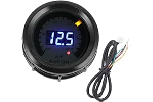 A ABSOPRO Air/Fuel Ratio Gauge 2" 52mm AFR Controller Gauge Colorful LED Digital Display Car Vehicle Automotive Universal Bla