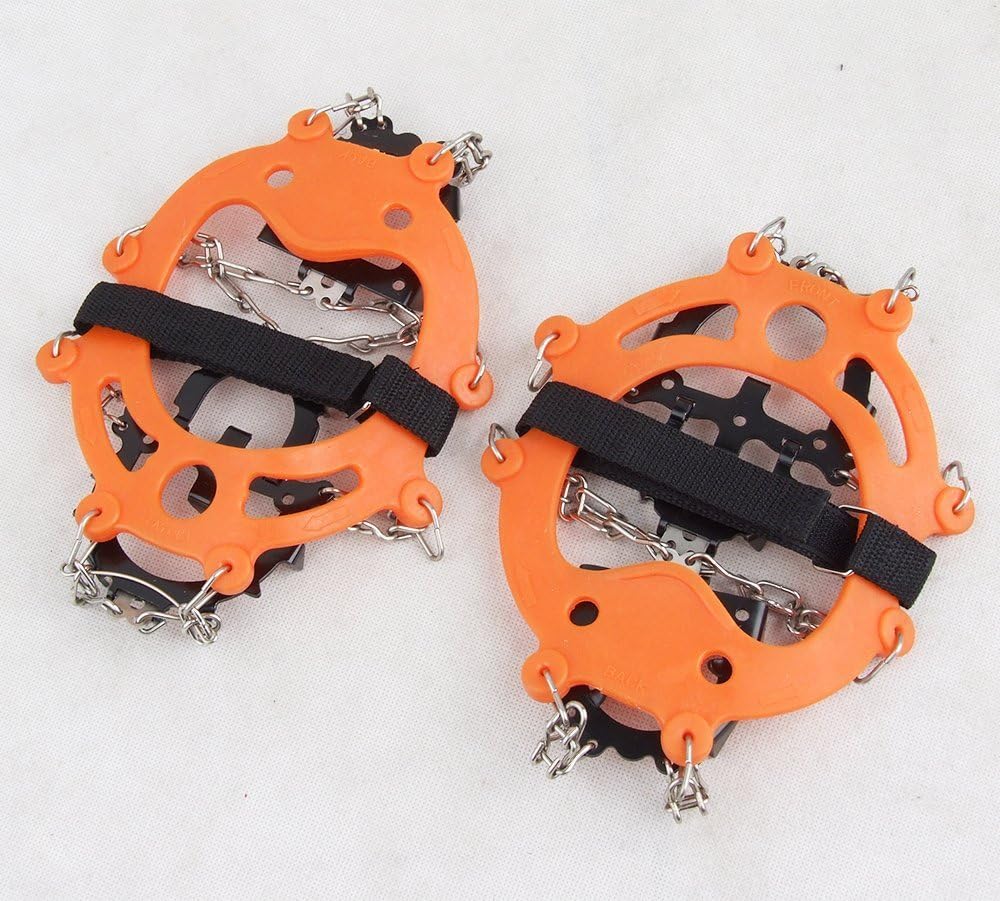 NAMVO 12 Teeth Welding Chain Stainless Steel Crampons Outdoor Ski Ice Hiking Climbing