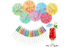 Cocktail Umbrellas - 50PACK Drink Umbrellas for Drinks, Paper Mini Umbrella for Drinks Hawaiian Cupcake Toppers Cocktail Garn