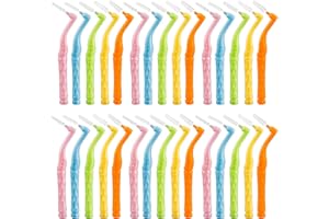 50PCS L-Shaped Interdental Brushes Braces Toothbrush Short Handle,5 Different Sizes Dental Floss Brush Angled Interdental Too