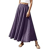 Ezcosplay Women Bohemian Beach A-Line Dress Double Layer Elastic Waist Long Maxi Skirt