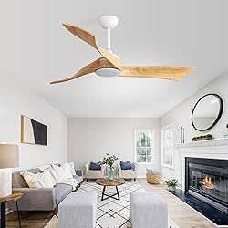 Sofucor 52 Inch Ceiling Fan no Light, Solid Wooden