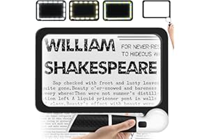 SMLIROP Large Illuminated Reading Magnifier, Full Page 5X Book Page Magnifier, Handheld Folding Reading Magnifier, 48 LED Lights, 3 Light Switching Modes - Ideal for Low Vision, Vision aids and Seniors