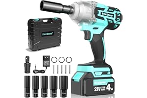 HOOSEEN Cordless Impact Wrench Impact Driver Kit 1/2 Impact Gun 21V Brushless High Speed Torque 445 Ft-lbs Impact Drill, Electric Socket Wrenches 4.0Ah Battery Powered Half Inch Craftsman Power Tool Set