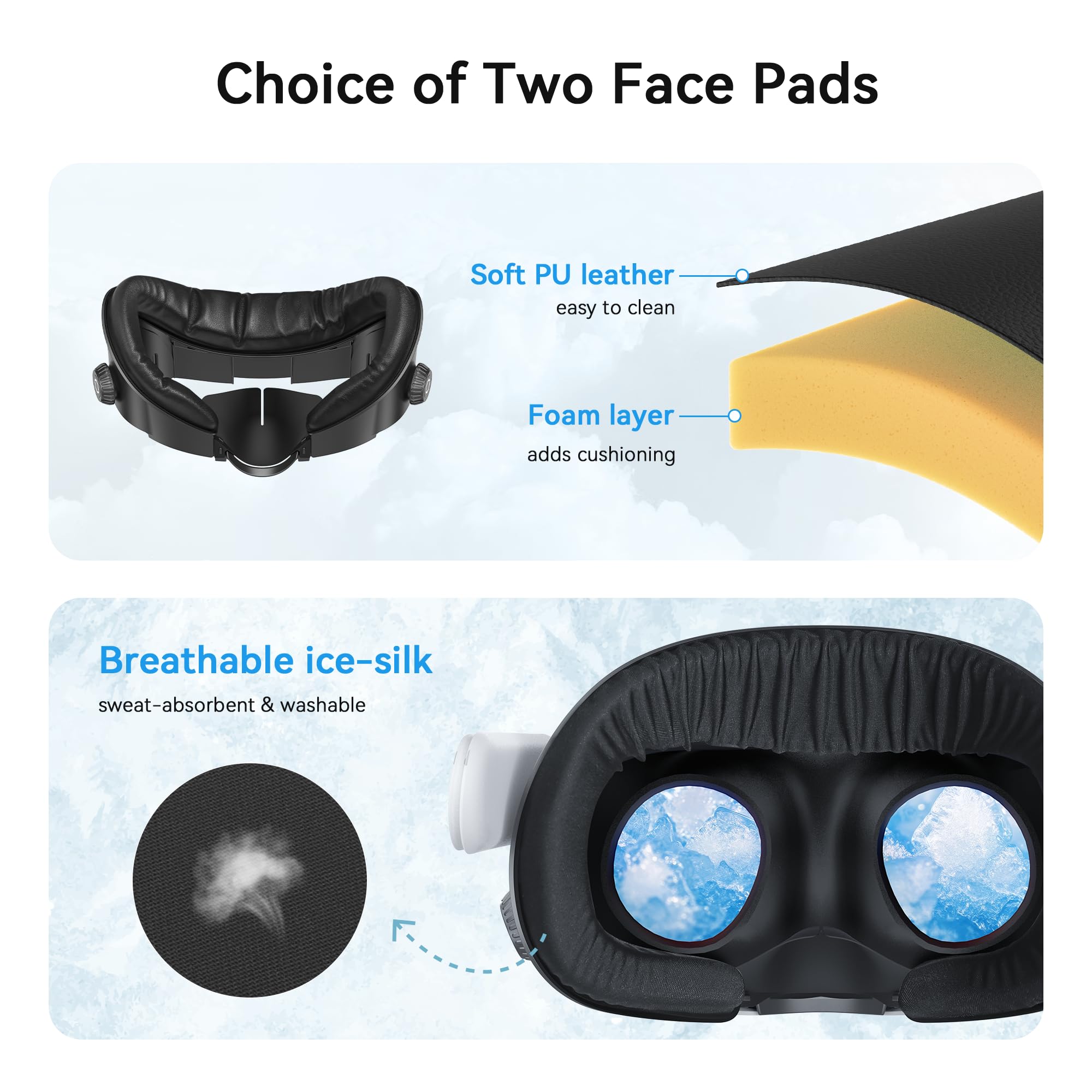 AMVR FC3 Upgraded Face Cover Pad Facial Interface Compatible with Meta/Oculus Quest 3 Accessories, with Knob Adjustable, NOT Compatible with Meta Quest 3S