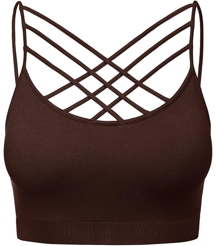 Women Sports Bra Criss Cross Strappy Wirefree Cami Bralette Crop