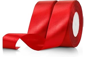 DIUEOLY 100 Yards 1 1/2 Inch Red Ribbon for Flower Bouquet, Valentine Ribbon for Gift Wrapping, Fabric Satin Ribbons for Crafts, Big Red Bow for Thanksgiving Christmas Silk Hair Ribbons