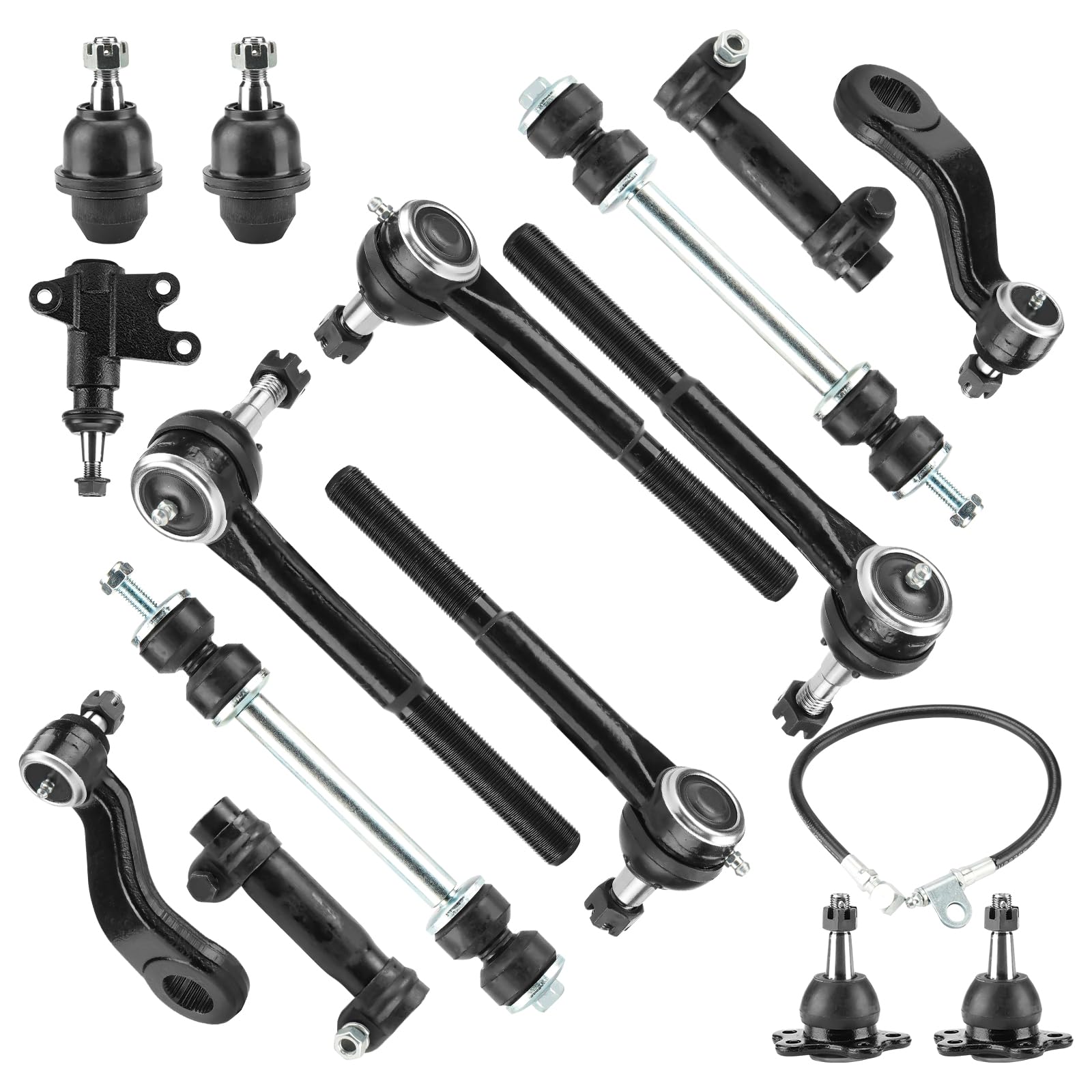 Photo 1 of 15PCS 4WD Front Suspension Kits Fits for Chevy/GMC K2500 Tahoe Yukon 1995-2000, 95-99 K1500 Suburban Cadillac Escalade Upper Lower Ball Joints + Adjusting Sleeves + Pitman/Idler Arm Kits