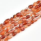 6-8mm Natural Carnelian Gem Stone Free Form Nuggets Tumbled Pebbles Spacer Semi Precious Irregular Beads for Jewelry Making 30 Inch(2 Strands)