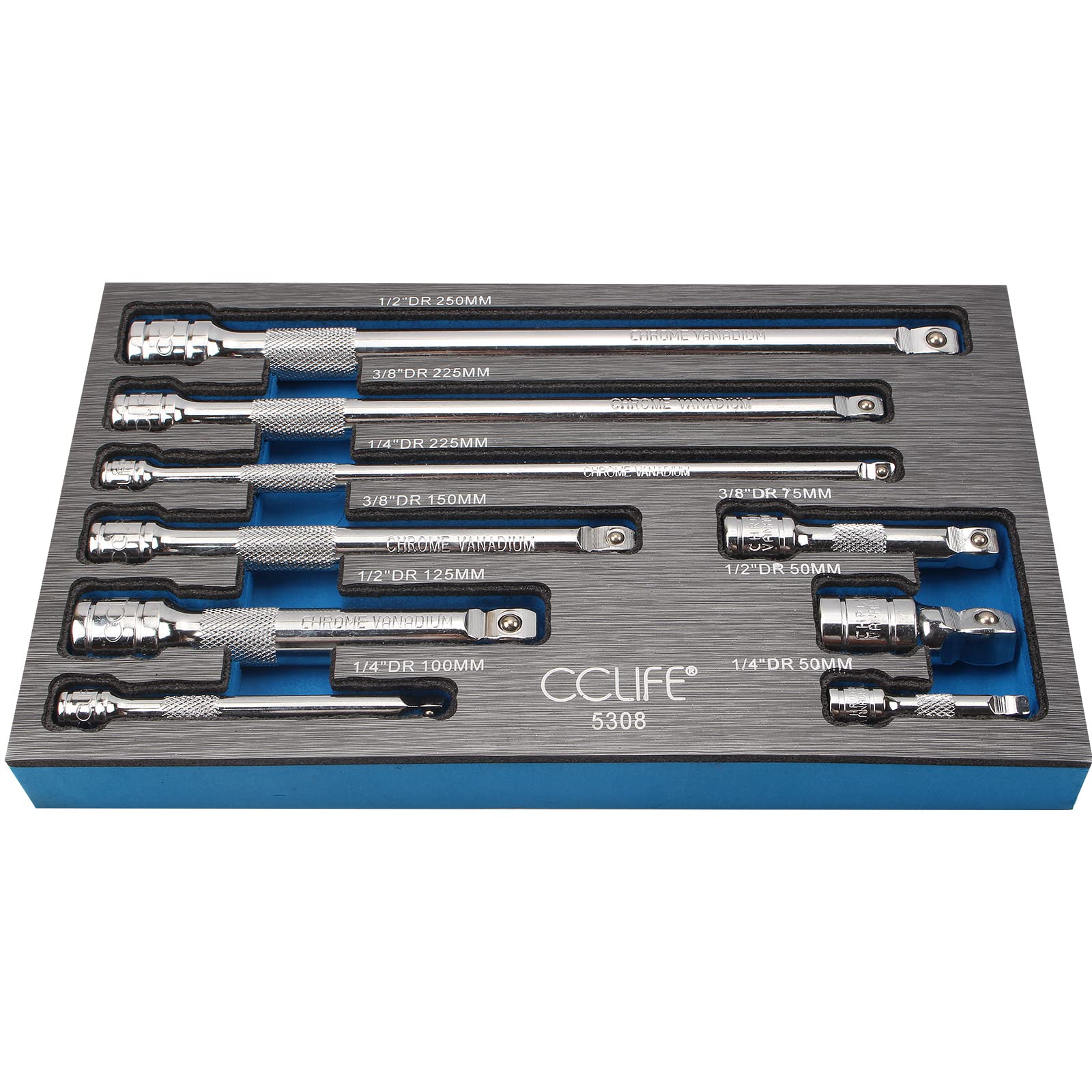 CCLIFE 9PCS Wobble Extension Bar Adaptor Joint Set | 1/4'+3/8'+1/2'