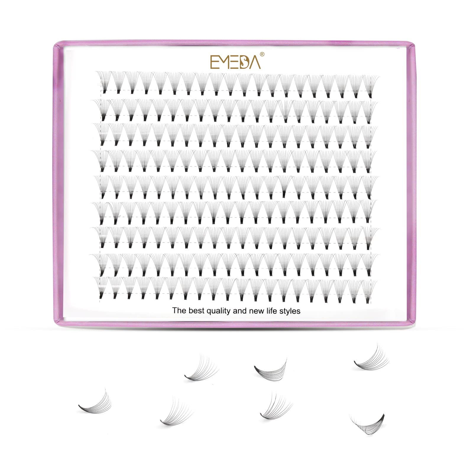 EMEDA 10D Volume Lashes D Curl 9 Lines Premade Volume Fans 0.07mm 9mm -14mm Eyelash Extensions Russian Cluster Volume Eyelashes (10D 11mm) — image 1