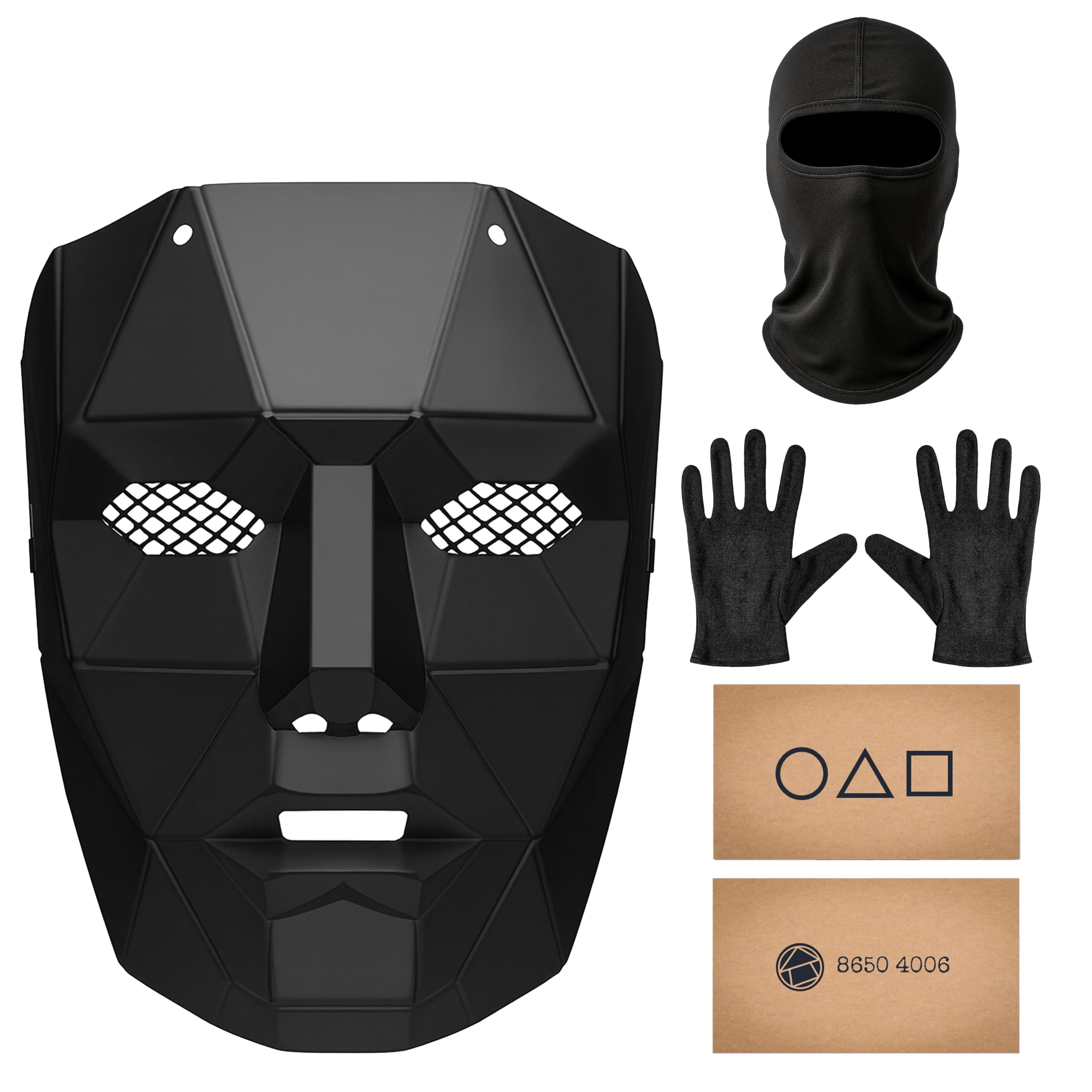 Balinco The Game Mask + Balaclava + Black Gloves + 1x Game Card for Halloween, Carnival & Carnival as Costume for Men & Women (Boss)