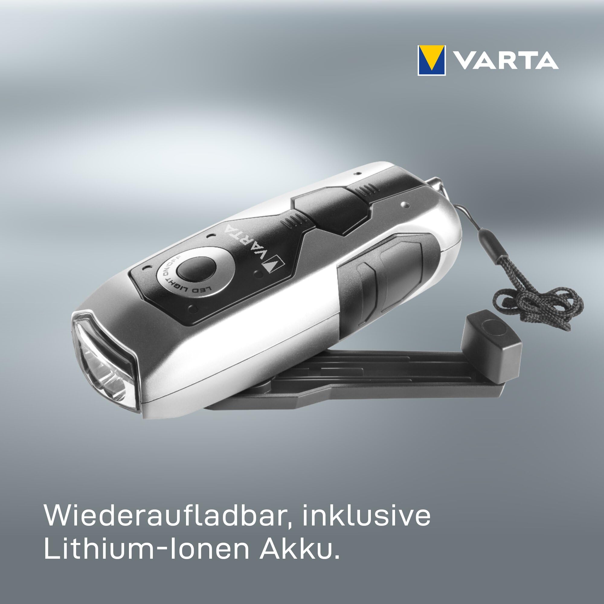 VARTA Handkurbel Taschenlampe LED wiederaufladbar, Dynamo Light Taschenlampe batterieunabhängig mit 120 mAh Li-Ion-Akku, IPX4 wasserdicht, stoßfest 5