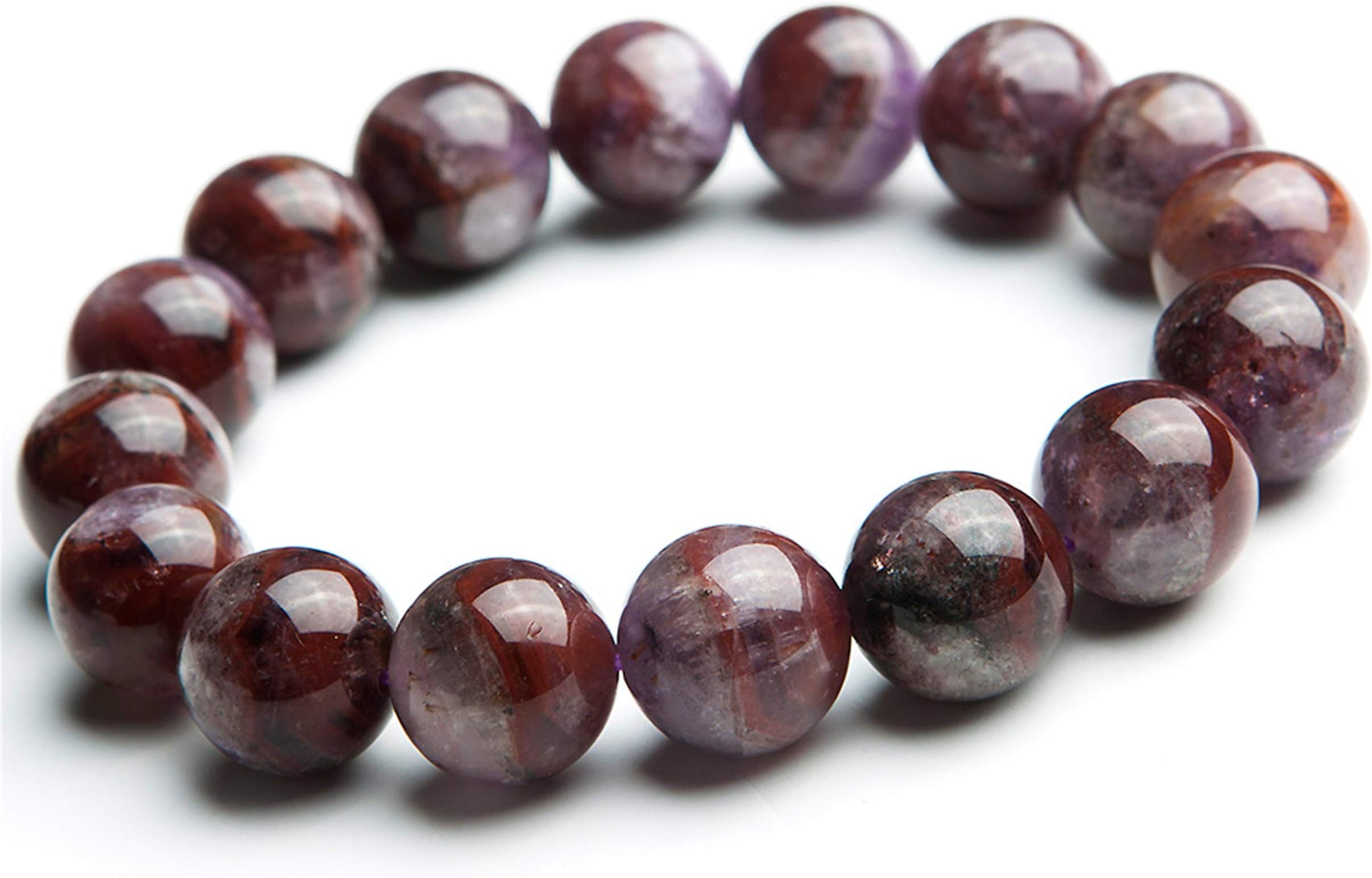 13mm Natural Auralite 23 Purple Red Woman Man Gemstone Round Beads Healing Stone Reiki Bracelet AAAA