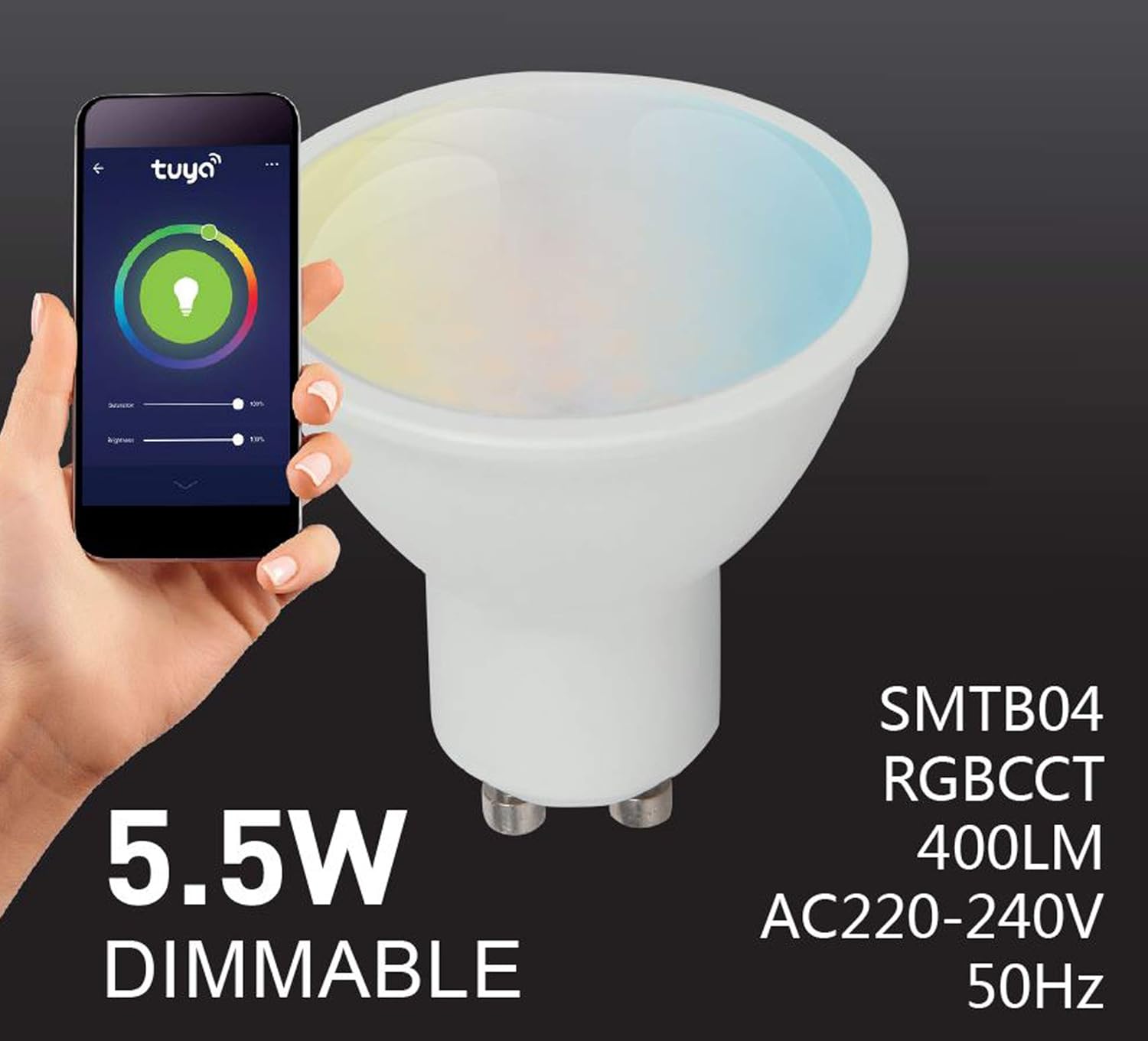 HARPER LIVING Smart LED Bulb, Smart Wi-Fi Spotlight LED Light Bulb,400Lm GU10 5.5W Dimmable Wi-Fi RGB CCT Colour - Image 3