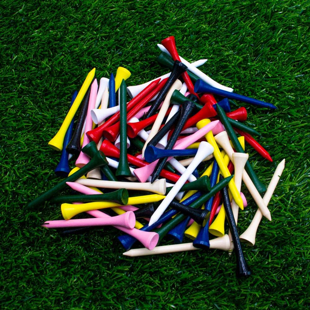 THIODOON Golf tees 3 1/4 inch Less Friction Wood Tees Training for