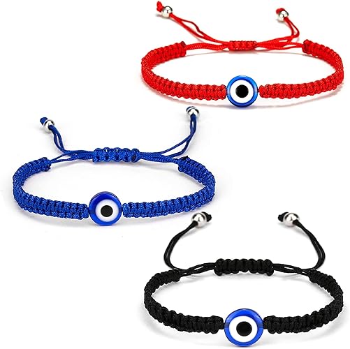 iDIMSON Evil Eye Bracelet Evil Eye Red Black Blue Rope Hand Woven Adjustable Lucky Bracelet