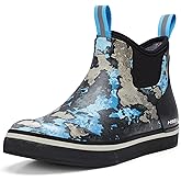 HISEA Men's Deck Rain Boots Saltwater Fishing Booties Waterproof Ankle Rain Boots with High Traction