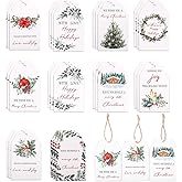 100PCS Christmas Gift Tags 10 Styles Watercolor Christmas Tree Pinecone Tags with String Celebrations Tag for Present Wrapping Xmas Holiday Seasonal Party Favors
