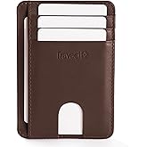 Travaci Full Grain Leather Slim Wallet for Men and Women - Small Minimalist Wallet and Leather Card Holder - Thin Front Pocket Credit Card Holder - Dark Brown