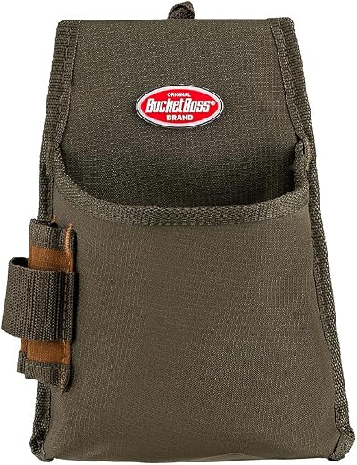 Bucket Boss 54160 Fastener Tool Pouch with Flap, Brown/Green