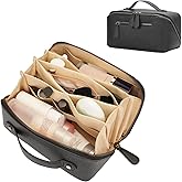Divvia Travel Makeup Bag Large Capacity Cosmetic Bags for Women Waterproof Make up Organizer Toiletry Bag Open Flat Portable with Divider with Handle Pouch (Black, 3L)