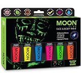Moon Glow Vernice UV neon per viso e corpo con applicatore a pennello, Arancio intenso, 15 ml (confezione da 1 Moon Glow Vernice UV neon per viso e corpo con applicatore a pennello, Arancio intenso, 15 ml (confezione da 1
