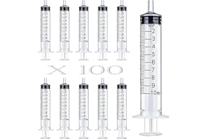 JIAYOUSHOT JIAYOU 10ml/cc-100pack Plastic Syringe Without Needle,Individually Sealed,Suitable for Scientific Labs,Measuring,Watering,Refilling,Oil or Glue Applicator,Feeding Pets,Medical Student