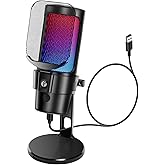 Gaming Microphone, VCOM USB PC Mic for Podcasts Videos, Streaming, Condenser Mic with Quick Mute, Desktop Stand, Pop Filter,