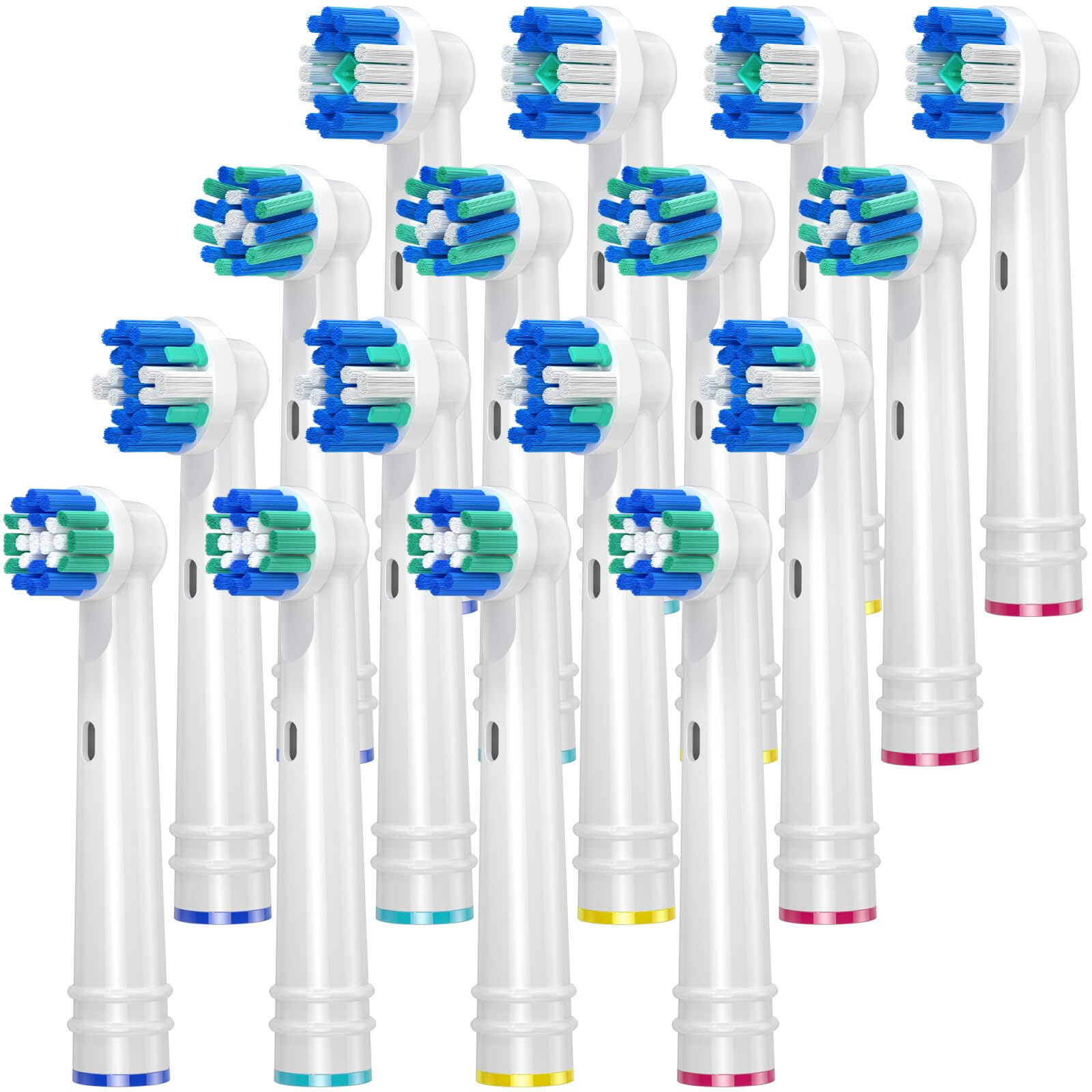 REDTRON Replacement Brush Heads Compatible with Oral B, 16Pcs Toothbrush Heads for Oral B, Works with Precision Clean, 3D White, Sensitive Clean and Floss Action