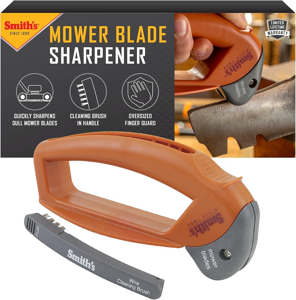 Smith’s 50603 Handheld Mower Blade Sharpener - Oversized Handle & Safety Guard