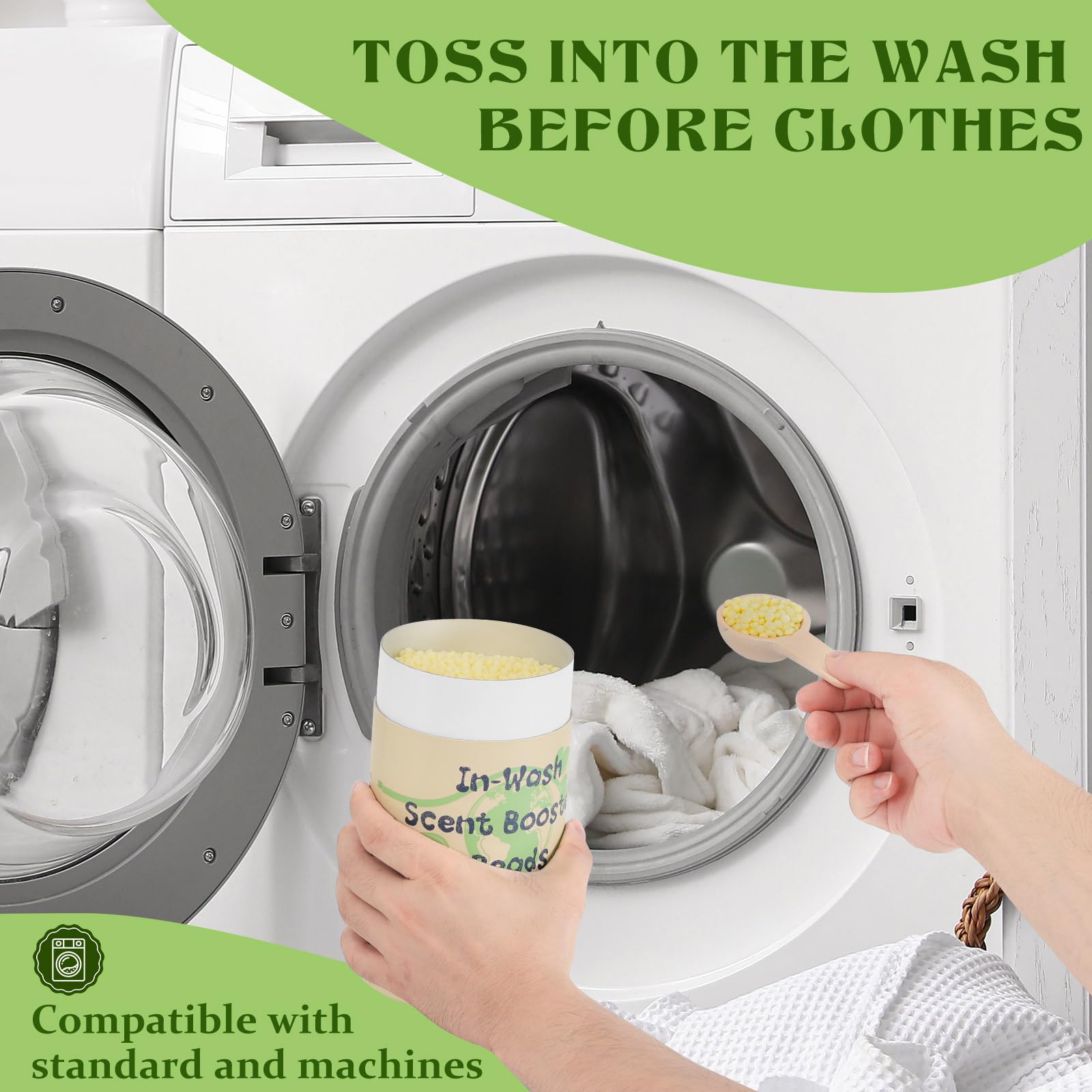 Freelivity In‑Wash Scent Booster Beads – Fresh Essence Scent, Laundry Beads fabric softener, 24 oz – Lasts Up to 70 Washing Cycles – Eco‑Friendly & Safe for Babies and Kids