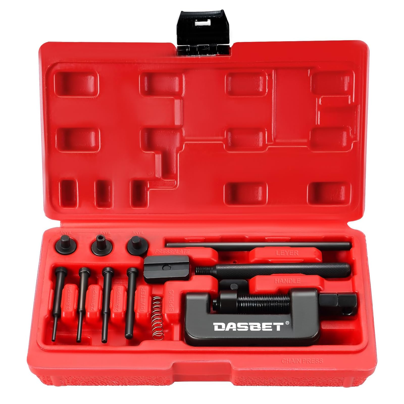 DASBET Motorcycle Chain Breaker Rivet Cutter Chain Breaker 13Pcs Bike Cam Drive Set with Carrying Case Chain Cutter and Riveter for Motorcycle, Bike, ATV