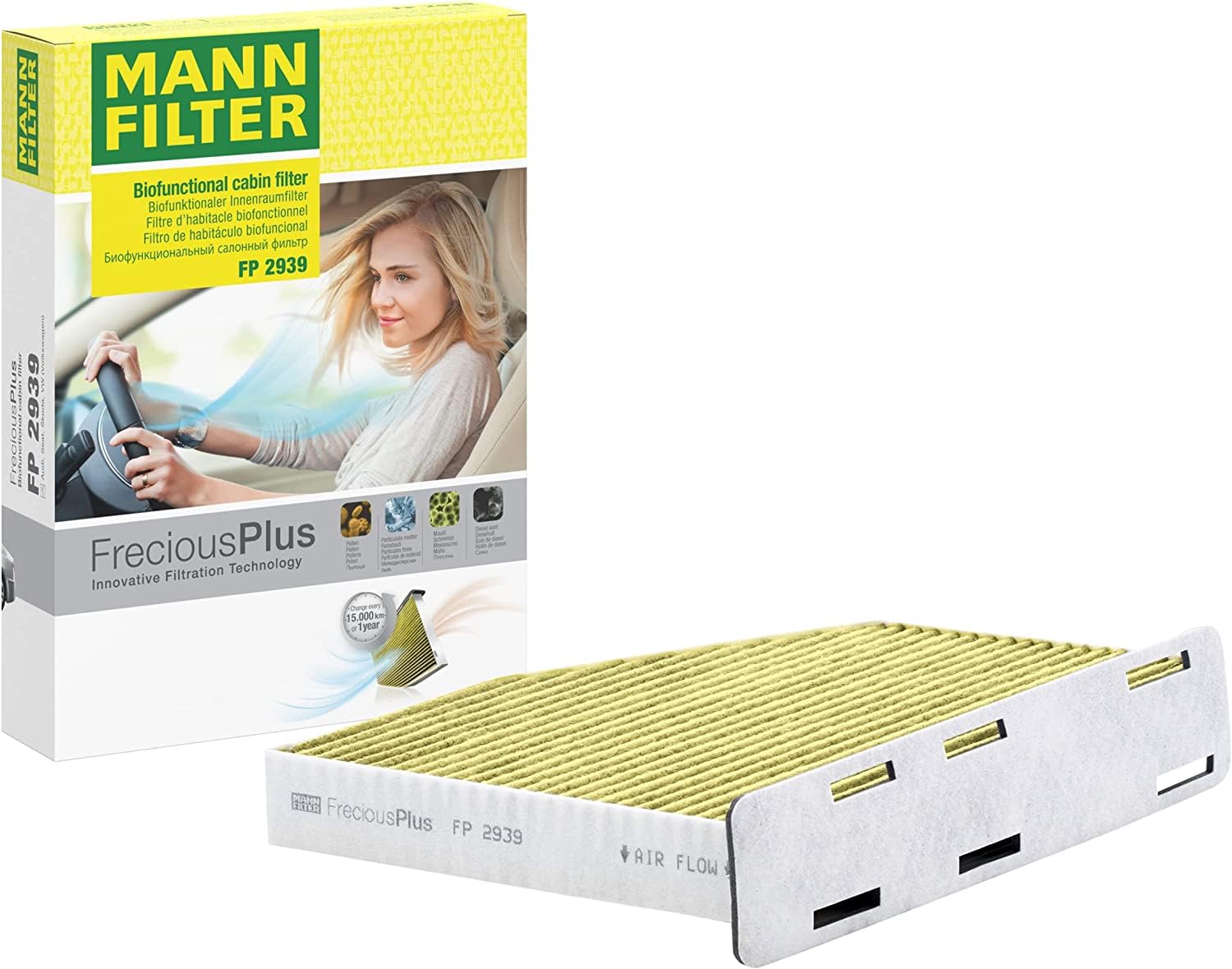 MANN-FILTER FP 2939 Cabin Air Filter - FreciousPlus Biofunctional Pollen Filter - for Cars + Transporters