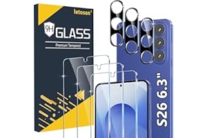 [3+3 Pack] for Samsung Galaxy S26 Screen Protector, 9H Tempered Glass, Ultrasonic Fingerprint Compatible, HD Clear Case Frien