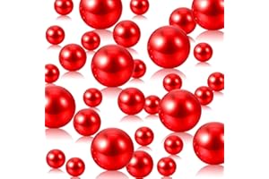 LUERBI Red Vase Filler | 150PCS Pearls Bead for Centerpieces Vases | 8/14/20 mm No Hole Beads, Fake Pearls for Wedding Birthday Theme Party Table Centerpieces Decor